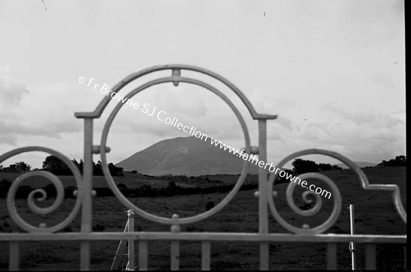 VIEW OF MOUNTAIN THROUGH GATE